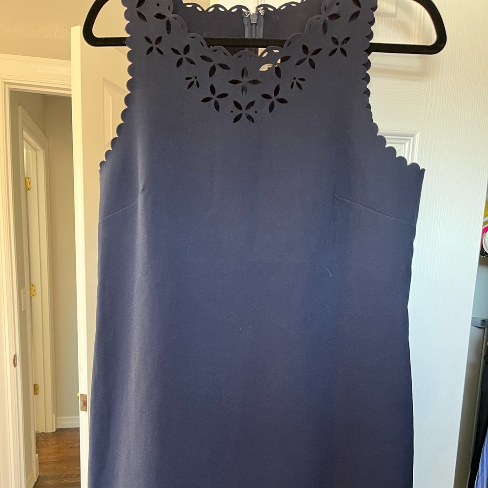 Navy J Crew Dress with scalloped details